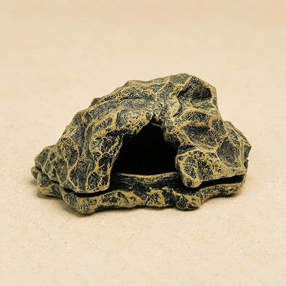 Reptile Rock Cave Easy to Clean Reptile Cave Hide Stable Base Pet Decor for Terrarium, Reptile Hideout Cave, Yellow