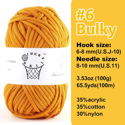 100g Yarn for Crocheting and Knitting,66yds/60m Cotton Yarn for Beginners,Cotton-Nylon Acrylic Blend Yarn for Beginners Crochet Kit Making(Pumpkin Yellow)