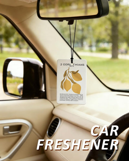 Yellow Lemon Christian Car Air Freshener 4 Pcs, Bible Verse Fruit of the Spirit Religious Hanging Air Freshener for Cars Closet Drawer Books, Christian Car Accessories for Women Girls