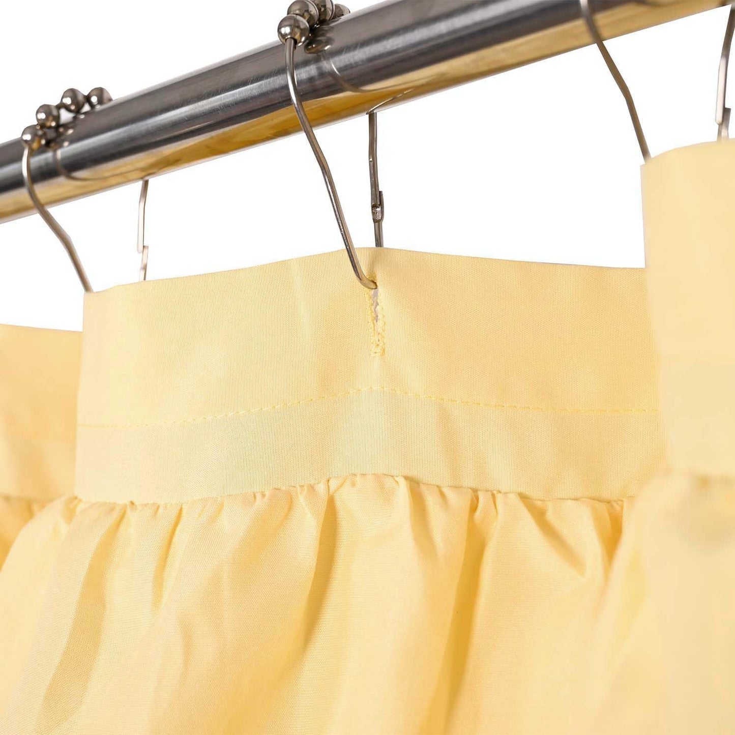 Ruffled Farmhouse Shower Curtain, Yellow Soft Fabric, Country and Chic Style, 72x72 in