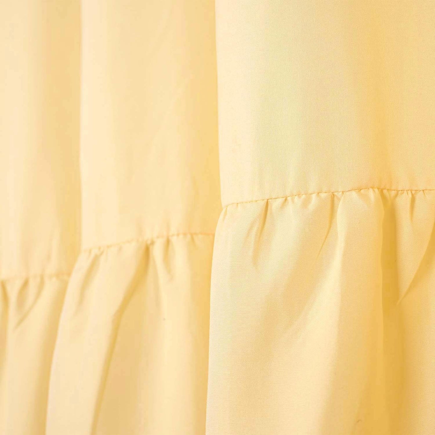 Ruffled Farmhouse Shower Curtain, Yellow Soft Fabric, Country and Chic Style, 72x72 in
