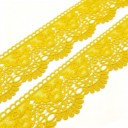 10cm Earthy Yellow European Crown Embroidery Lace Trim - 3 Yards Inelastic Lace for Curtain, Tablecloth, Slipcover, Bridal Dress & DIY Clothing Accessories