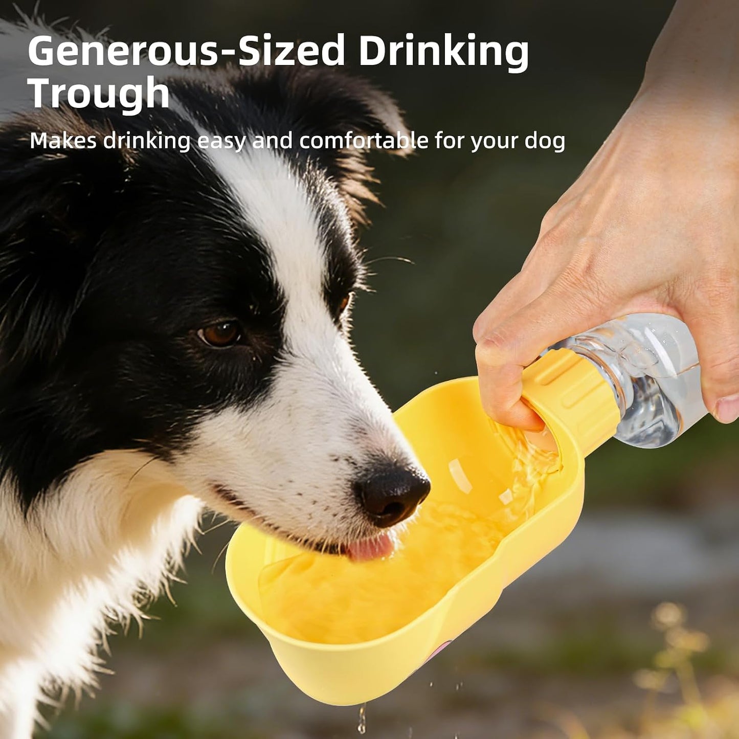 Dog Water Bottle,Leakproof Portable Water Bottle for Dogs, Dog Travel Water Bottles with Convenient Bottles Strap, Dog Travel Accessories for Walking, Hiking, Outdoor, Camping (17oz Yellow)