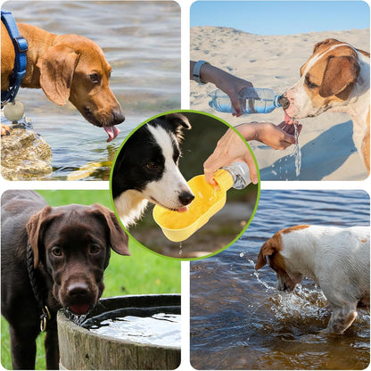 Dog Water Bottle,Leakproof Portable Water Bottle for Dogs, Dog Travel Water Bottles with Convenient Bottles Strap, Dog Travel Accessories for Walking, Hiking, Outdoor, Camping (17oz Yellow)