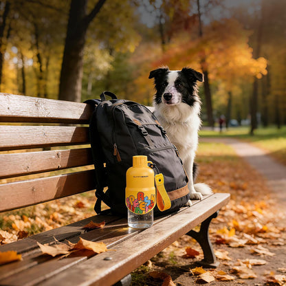 Dog Water Bottle,Leakproof Portable Water Bottle for Dogs, Dog Travel Water Bottles with Convenient Bottles Strap, Dog Travel Accessories for Walking, Hiking, Outdoor, Camping (17oz Yellow)