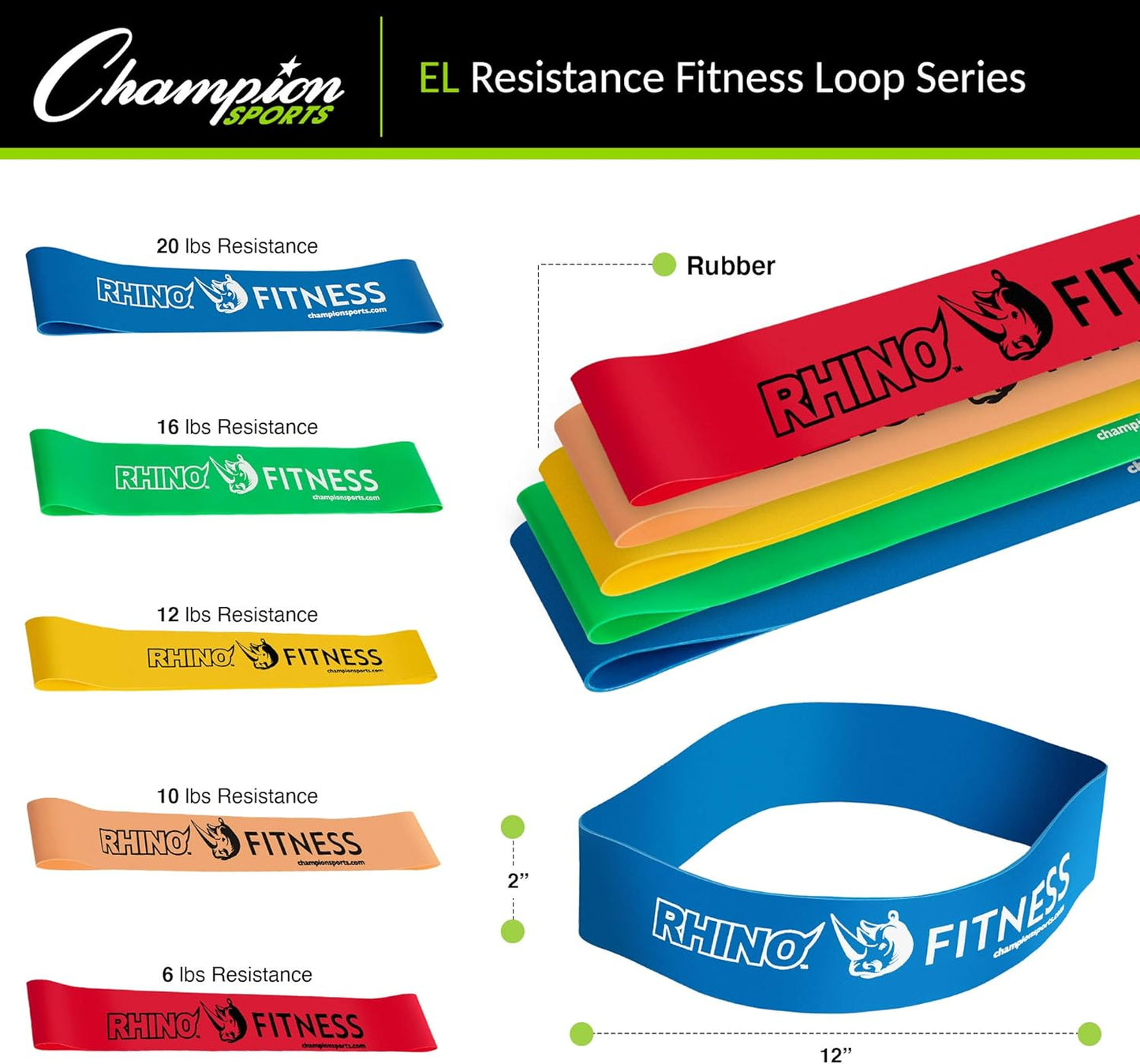 Stretch Loop Bands for Men and Women, Light to Heavy Resistance - Durable Fitness Band for Strength Training, Stretching, Rehabilitation - Premium Home Workout Equipment
