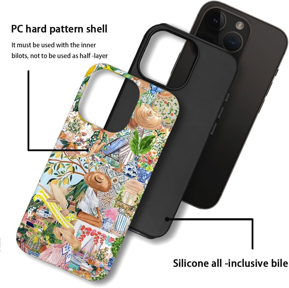 case for iPhone 11 Pro,Anti-Scratch Frosted Case Cover,Collage Aesthetic Lemon Flower Boho
