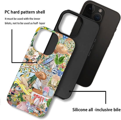 case for iPhone 11 Pro,Anti-Scratch Frosted Case Cover,Collage Aesthetic Lemon Flower Boho