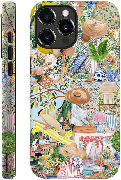 case for iPhone 11 Pro,Anti-Scratch Frosted Case Cover,Collage Aesthetic Lemon Flower Boho