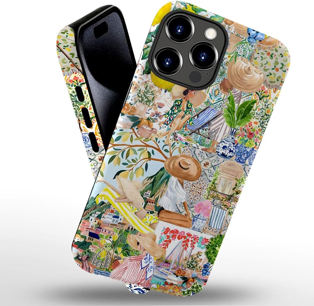 case for iPhone 11 Pro,Anti-Scratch Frosted Case Cover,Collage Aesthetic Lemon Flower Boho