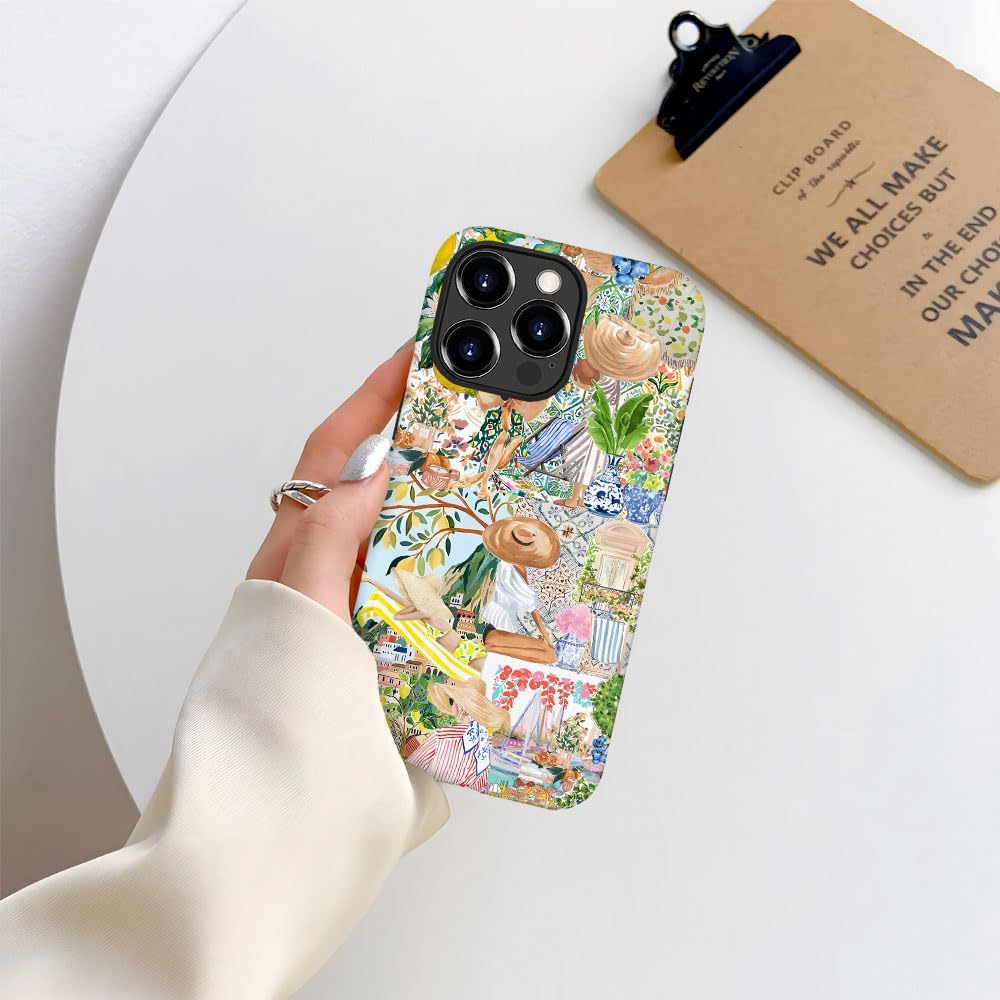case for iPhone 11 Pro,Anti-Scratch Frosted Case Cover,Collage Aesthetic Lemon Flower Boho