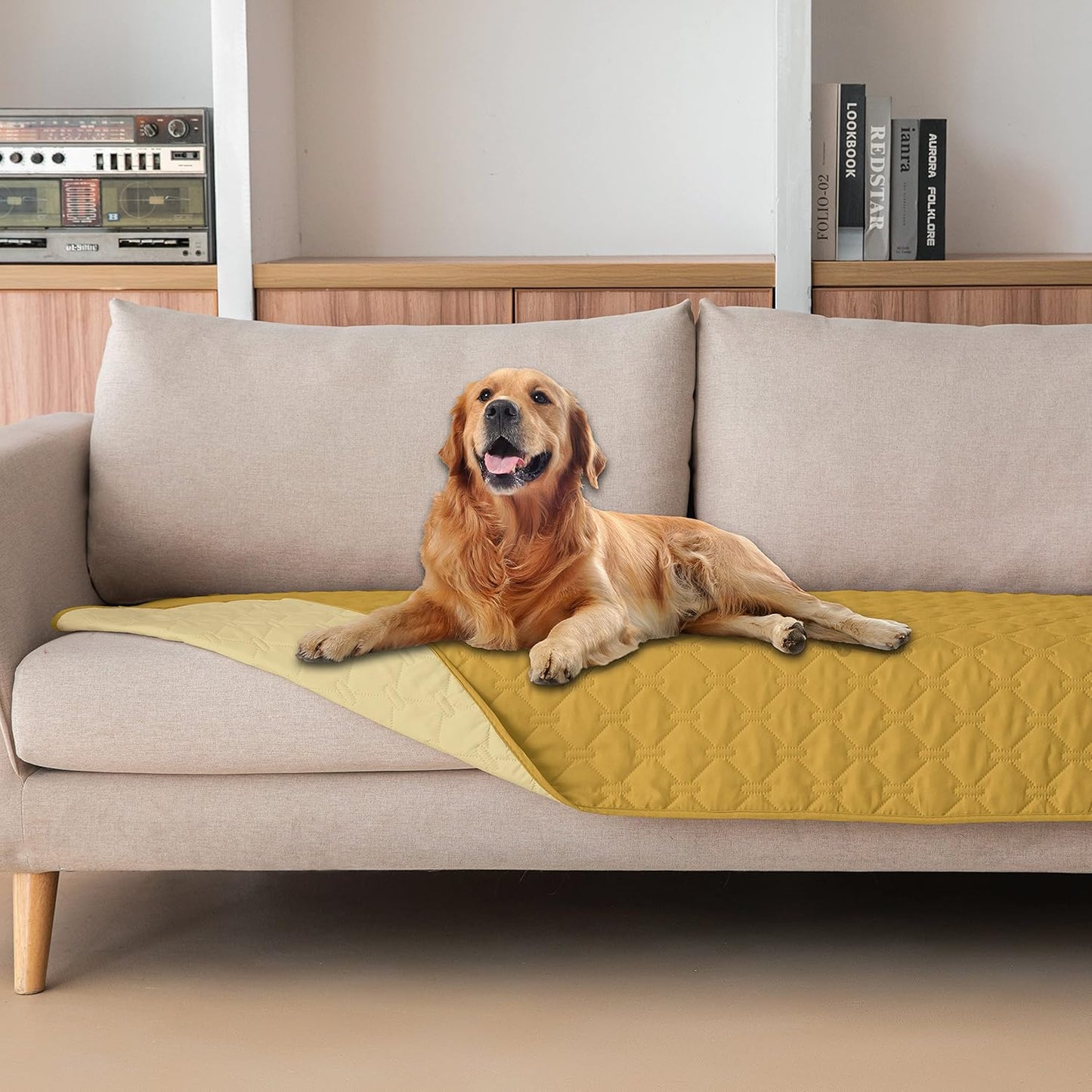 Waterproof Blanket, Couch Covers for Dogs, Reversible Protector | 3X Stronger Leakproof, Scratch Proof Durable Furniture Protection, Stain Resistant, Washable, 30x70 Inch Dark/Light Yellow