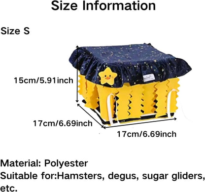 Guinea Pig Hideout, Hamster Bed Machine Washable Small Animal Tent with Tassel Curtain Cage Accessories for Hamster Bunny Chinchilla Hedgehog Bearded Dragon Sugar Glider Rat (Yellow,Small)
