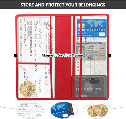 Car Registration and Insurance Holder,PU Leather Car Glove Box Organizer Car Document Holder for ID,Driver's License,Universal Car Organizer Car Accessories for Women/Men (Red)