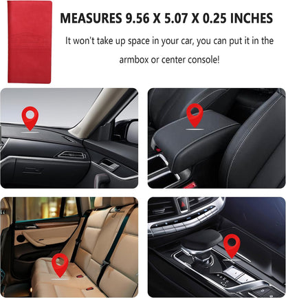Car Registration and Insurance Holder,PU Leather Car Glove Box Organizer Car Document Holder for ID,Driver's License,Universal Car Organizer Car Accessories for Women/Men (Red)
