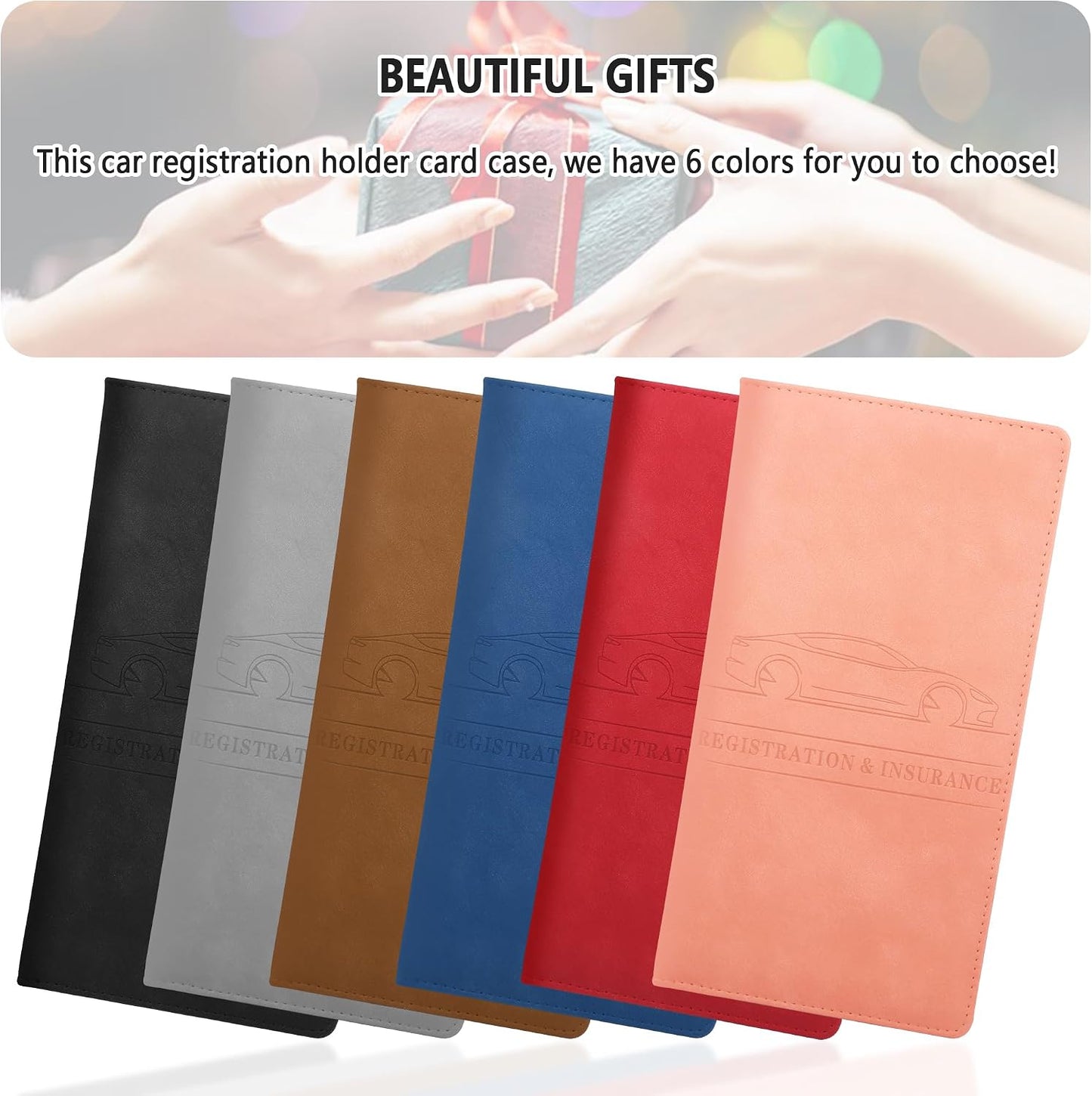 Car Registration and Insurance Holder,PU Leather Car Glove Box Organizer Car Document Holder for ID,Driver's License,Universal Car Organizer Car Accessories for Women/Men (Red)