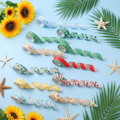 Beach Ribbon 5 Yards 1 Inch Satin Printed Summer Ribbon Sunshine Sea Yellow | For Decorative Gift Wrapping Wreath Floral Crafts Bouquet Sewing Diy Hair Bow Tropical Hawaiian Party Decoration Supplies