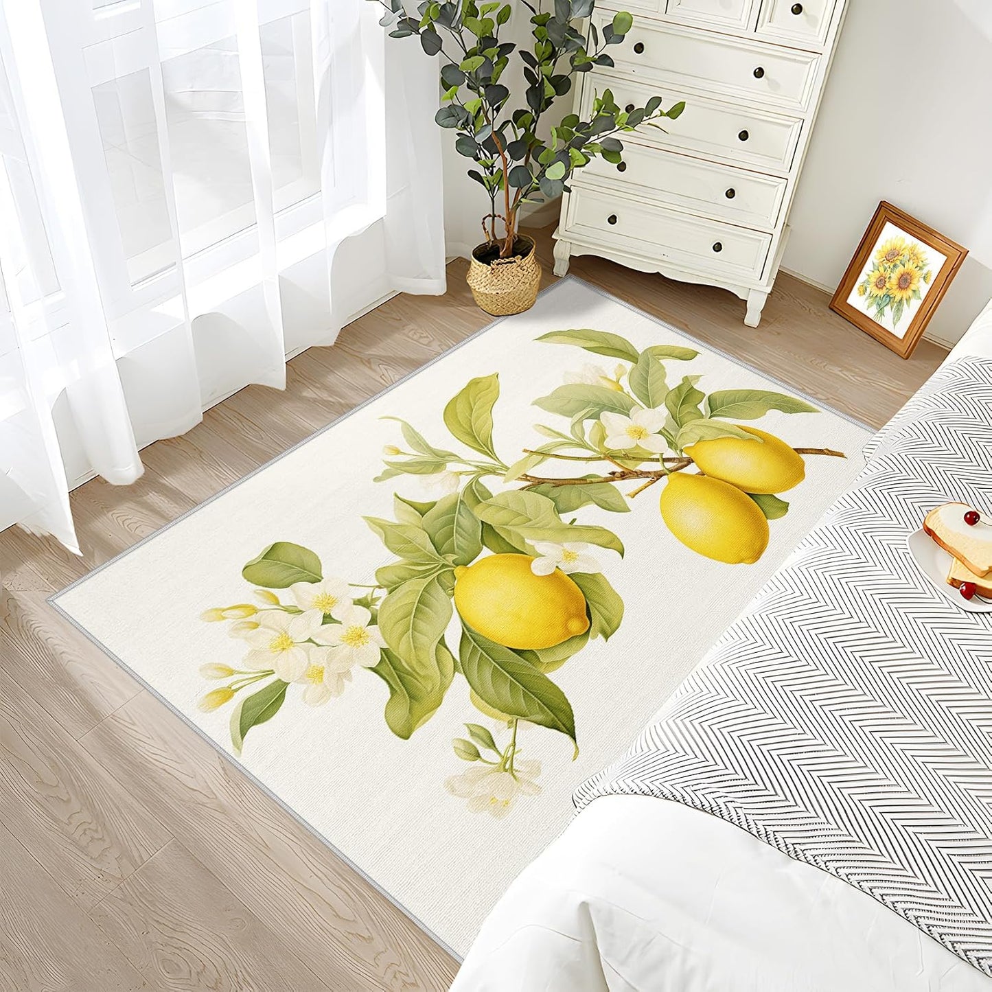Lemon Rugs for Kitchen - 2x3 Rug, Fruit Lemon Door Mat Indoor Entrance, Yellow Lemon Entryway Throw Rugs, Summer Tropical Fruit Carpet, Fruit Lemon Home Decor & Gifts