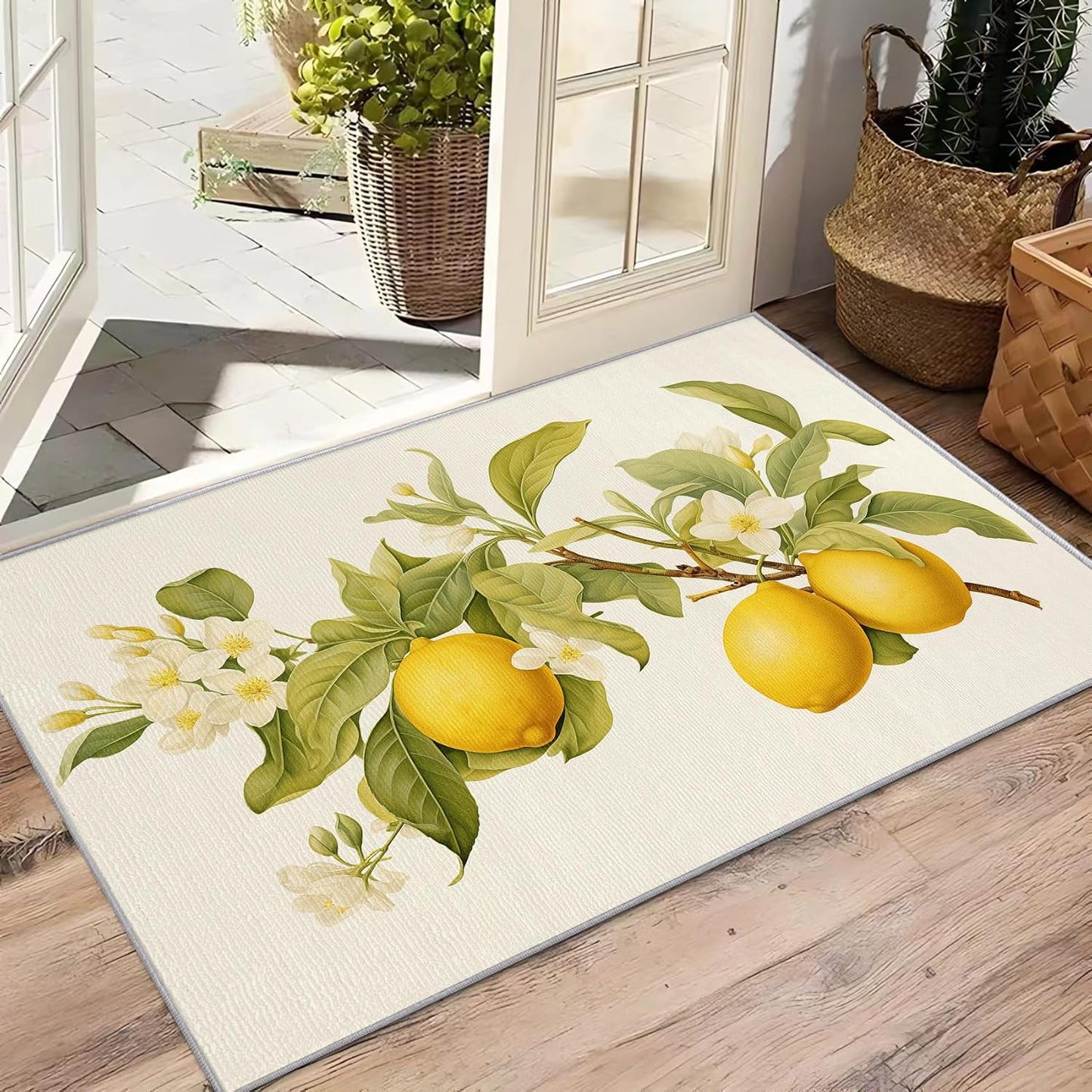 Lemon Rugs for Kitchen - 2x3 Rug, Fruit Lemon Door Mat Indoor Entrance, Yellow Lemon Entryway Throw Rugs, Summer Tropical Fruit Carpet, Fruit Lemon Home Decor & Gifts