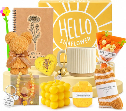 Sunflower Gift Basket for Women, Birthday Self Care Spa Gift Box Set | Ready-to-Gift Sunflower Spa Box for Birthday, Thank You, Holiday and Appreciation Moments