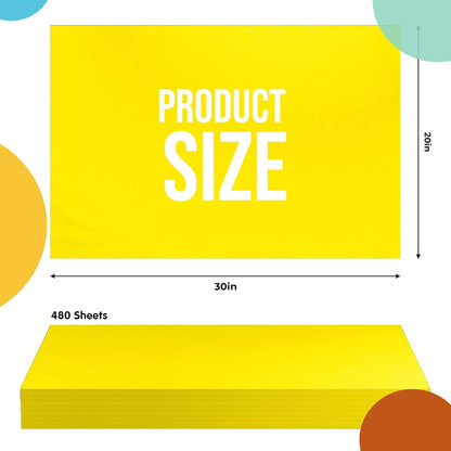 Party Solids Yellow Tissue Paper for Gift Bags - 20" X 30" Bulk Tissue Paper Yellow 480 Sheets - 10lb Newsprint for Packing, Birthday Gift Box Filler, Packing Supplies for Moving Supplies
