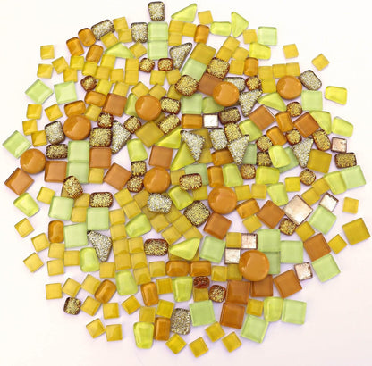 Assorted Gold Yellow Irregular Crystal Mosaic Tiles, 9oz Value Pack - Perfect for Art Crafts, Mosaic Making Projects, Home Decor, and More