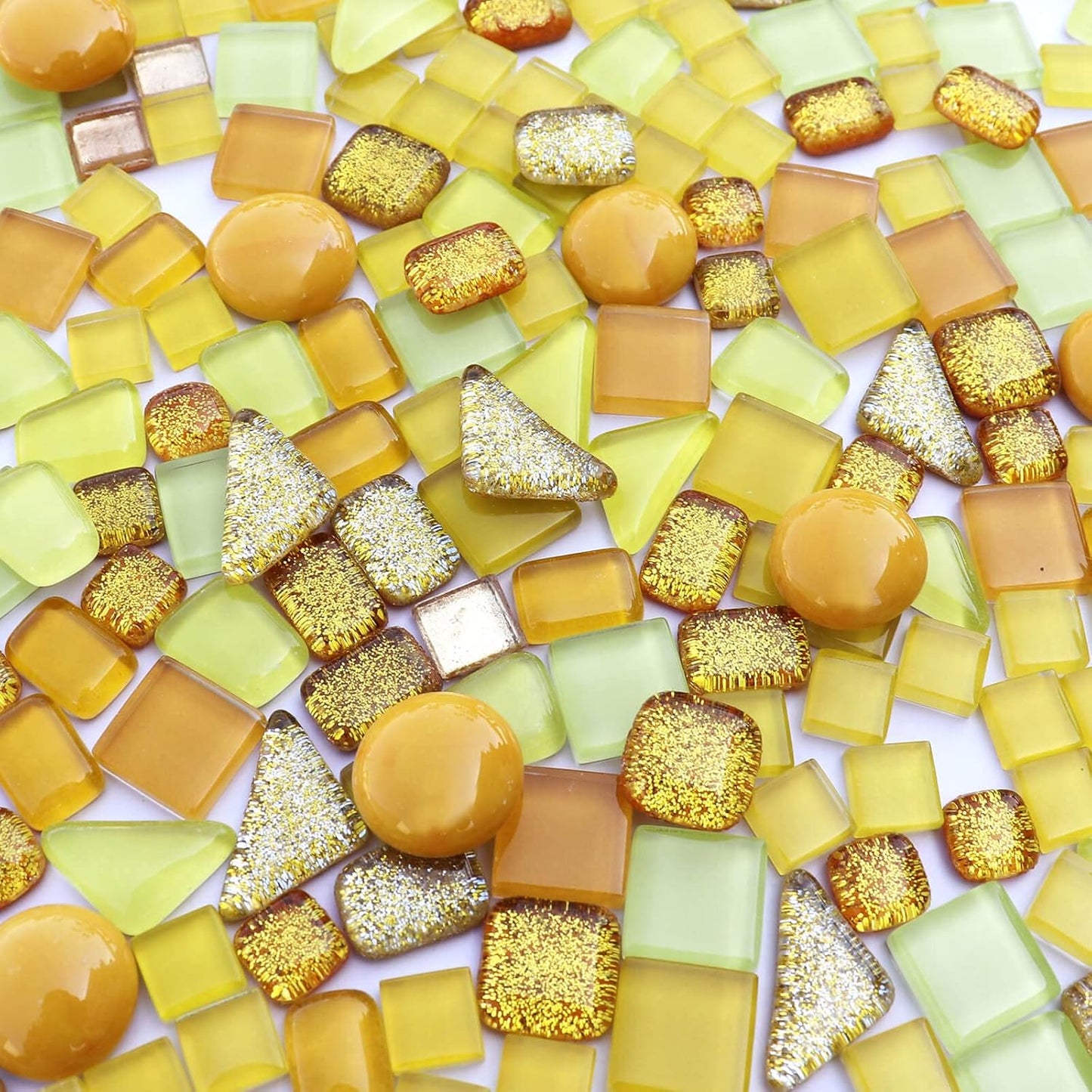 Assorted Gold Yellow Irregular Crystal Mosaic Tiles, 9oz Value Pack - Perfect for Art Crafts, Mosaic Making Projects, Home Decor, and More