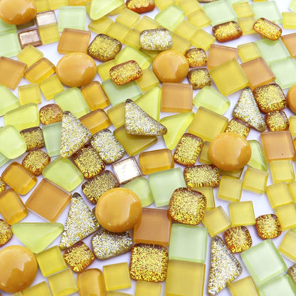 Assorted Gold Yellow Irregular Crystal Mosaic Tiles, 9oz Value Pack - Perfect for Art Crafts, Mosaic Making Projects, Home Decor, and More