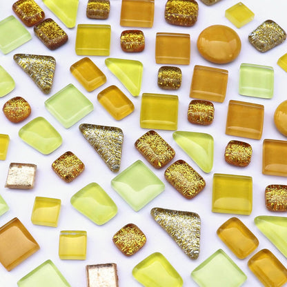 Assorted Gold Yellow Irregular Crystal Mosaic Tiles, 9oz Value Pack - Perfect for Art Crafts, Mosaic Making Projects, Home Decor, and More