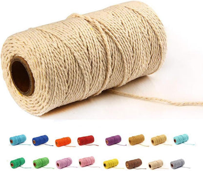 (109 Yards/1.5mm/35 Colors Optional) Cotton Baker Twine DIY Craft Macramé Natural Cotton Rope Craft Making Knitting String Rope DIY Wedding Decor Supply Christmas Wrapping (Yellow)