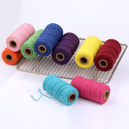 (109 Yards/1.5mm/35 Colors Optional) Cotton Baker Twine DIY Craft Macramé Natural Cotton Rope Craft Making Knitting String Rope DIY Wedding Decor Supply Christmas Wrapping (Yellow)