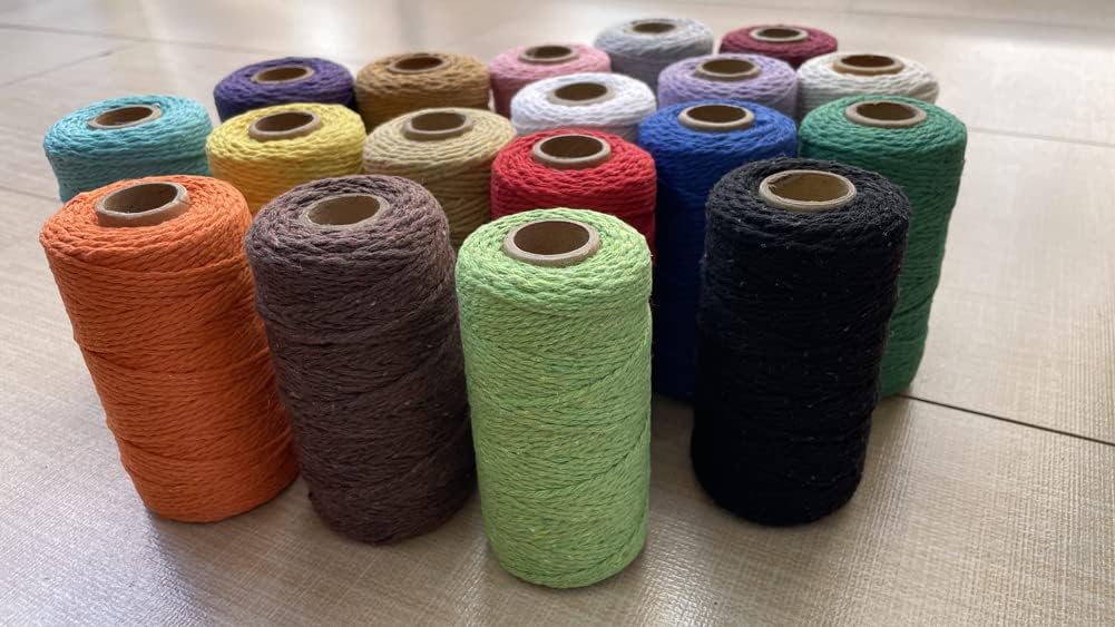 (109 Yards/1.5mm/35 Colors Optional) Cotton Baker Twine DIY Craft Macramé Natural Cotton Rope Craft Making Knitting String Rope DIY Wedding Decor Supply Christmas Wrapping (Yellow)