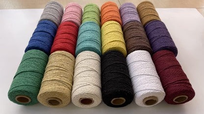 (109 Yards/1.5mm/35 Colors Optional) Cotton Baker Twine DIY Craft Macramé Natural Cotton Rope Craft Making Knitting String Rope DIY Wedding Decor Supply Christmas Wrapping (Yellow)