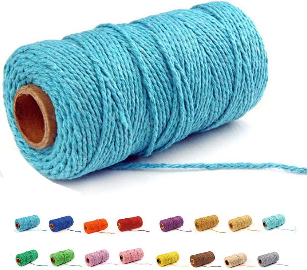 (109 Yards/1.5mm/35 Colors Optional) Cotton Baker Twine DIY Craft Macramé Natural Cotton Rope Craft Making Knitting String Rope DIY Wedding Decor Supply Christmas Wrapping (Yellow)
