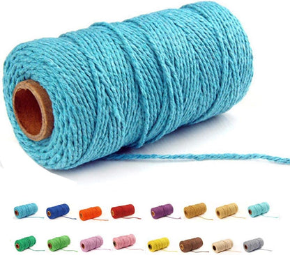 (109 Yards/1.5mm/35 Colors Optional) Cotton Baker Twine DIY Craft Macramé Natural Cotton Rope Craft Making Knitting String Rope DIY Wedding Decor Supply Christmas Wrapping (Yellow)