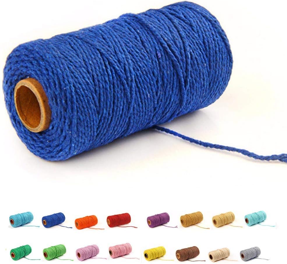 (109 Yards/1.5mm/35 Colors Optional) Cotton Baker Twine DIY Craft Macramé Natural Cotton Rope Craft Making Knitting String Rope DIY Wedding Decor Supply Christmas Wrapping (Yellow)