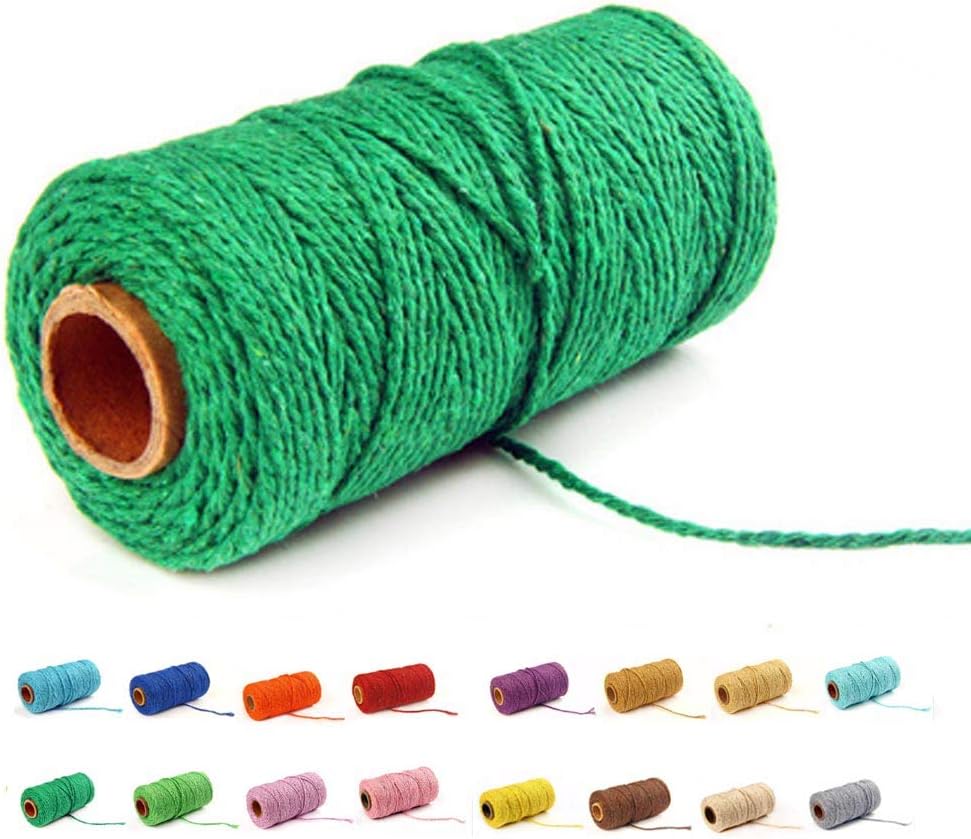 (109 Yards/1.5mm/35 Colors Optional) Cotton Baker Twine DIY Craft Macramé Natural Cotton Rope Craft Making Knitting String Rope DIY Wedding Decor Supply Christmas Wrapping (Yellow)