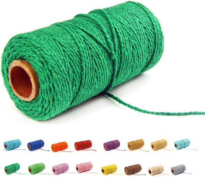 (109 Yards/1.5mm/35 Colors Optional) Cotton Baker Twine DIY Craft Macramé Natural Cotton Rope Craft Making Knitting String Rope DIY Wedding Decor Supply Christmas Wrapping (Yellow)