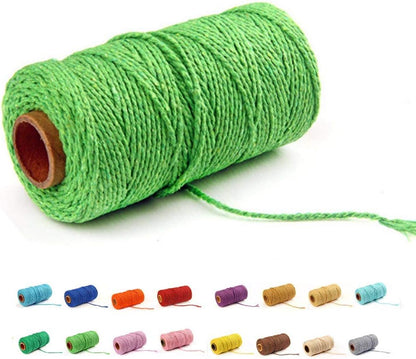 (109 Yards/1.5mm/35 Colors Optional) Cotton Baker Twine DIY Craft Macramé Natural Cotton Rope Craft Making Knitting String Rope DIY Wedding Decor Supply Christmas Wrapping (Yellow)