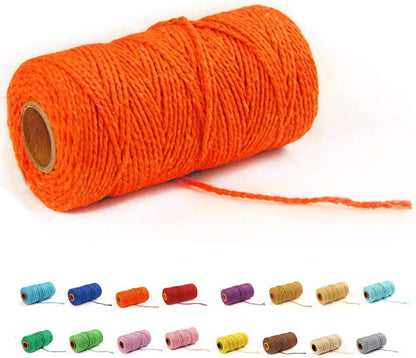 (109 Yards/1.5mm/35 Colors Optional) Cotton Baker Twine DIY Craft Macramé Natural Cotton Rope Craft Making Knitting String Rope DIY Wedding Decor Supply Christmas Wrapping (Yellow)