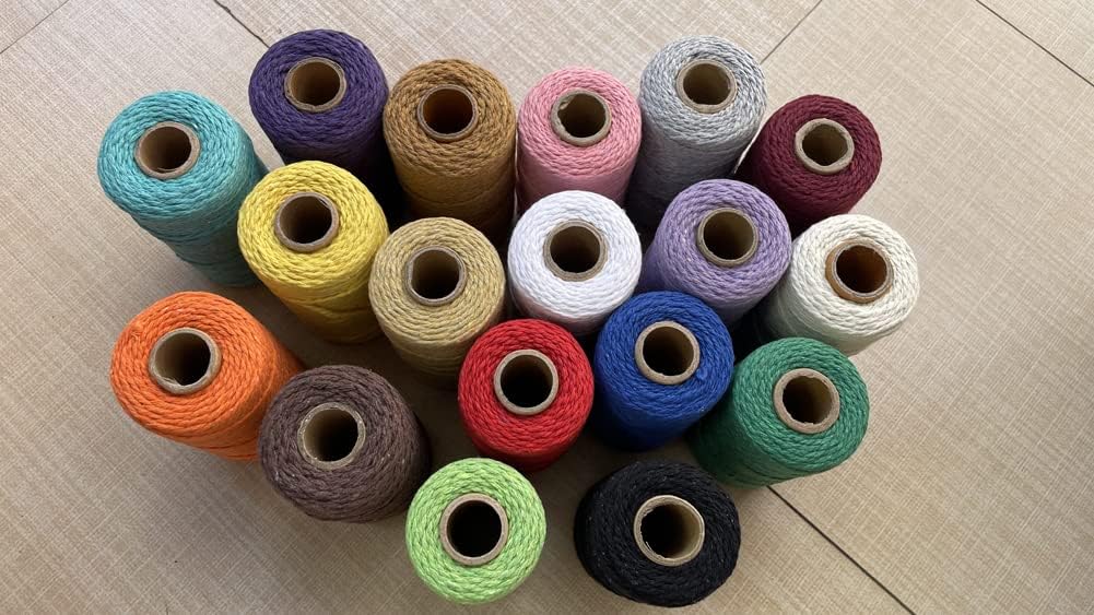 (109 Yards/1.5mm/35 Colors Optional) Cotton Baker Twine DIY Craft Macramé Natural Cotton Rope Craft Making Knitting String Rope DIY Wedding Decor Supply Christmas Wrapping (Yellow)