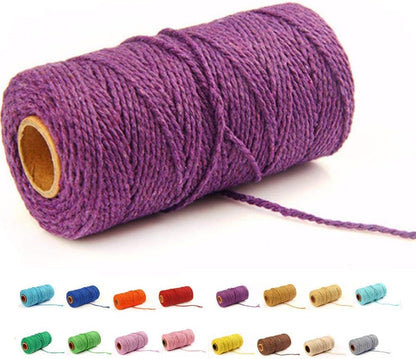 (109 Yards/1.5mm/35 Colors Optional) Cotton Baker Twine DIY Craft Macramé Natural Cotton Rope Craft Making Knitting String Rope DIY Wedding Decor Supply Christmas Wrapping (Yellow)
