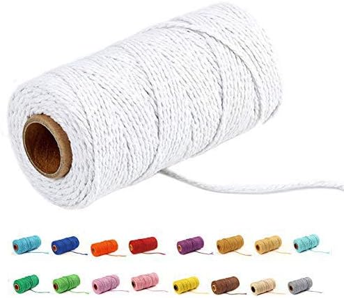 (109 Yards/1.5mm/35 Colors Optional) Cotton Baker Twine DIY Craft Macramé Natural Cotton Rope Craft Making Knitting String Rope DIY Wedding Decor Supply Christmas Wrapping (Yellow)