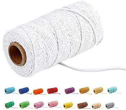 (109 Yards/1.5mm/35 Colors Optional) Cotton Baker Twine DIY Craft Macramé Natural Cotton Rope Craft Making Knitting String Rope DIY Wedding Decor Supply Christmas Wrapping (Yellow)
