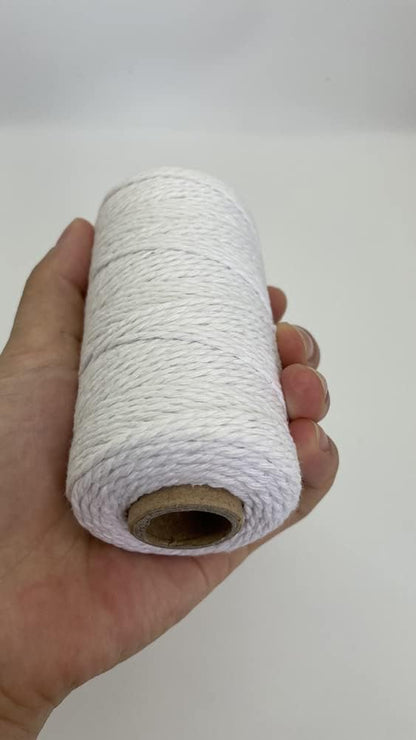 (109 Yards/1.5mm/35 Colors Optional) Cotton Baker Twine DIY Craft Macramé Natural Cotton Rope Craft Making Knitting String Rope DIY Wedding Decor Supply Christmas Wrapping (Yellow)