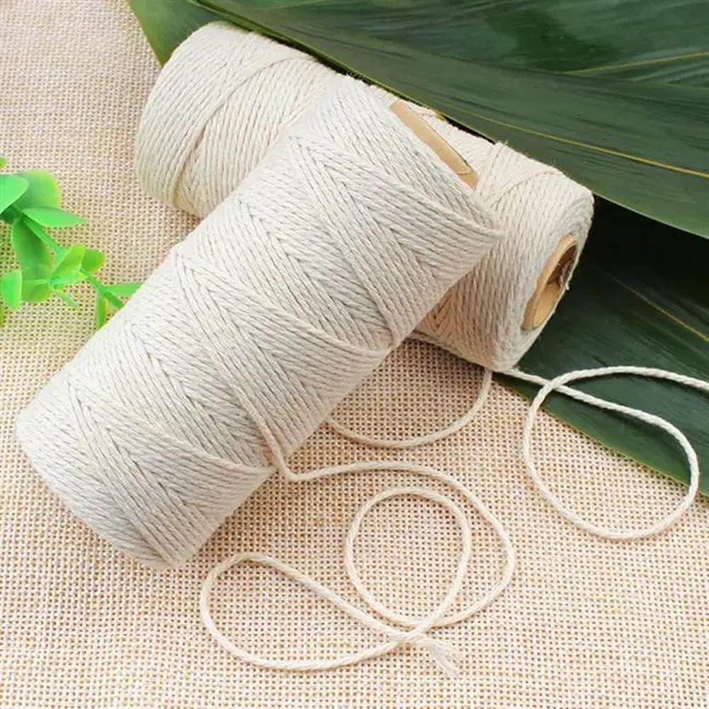 (109 Yards/1.5mm/35 Colors Optional) Cotton Baker Twine DIY Craft Macramé Natural Cotton Rope Craft Making Knitting String Rope DIY Wedding Decor Supply Christmas Wrapping (Yellow)