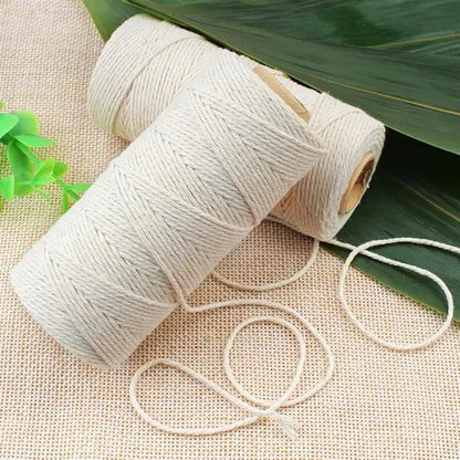 (109 Yards/1.5mm/35 Colors Optional) Cotton Baker Twine DIY Craft Macramé Natural Cotton Rope Craft Making Knitting String Rope DIY Wedding Decor Supply Christmas Wrapping (Yellow)