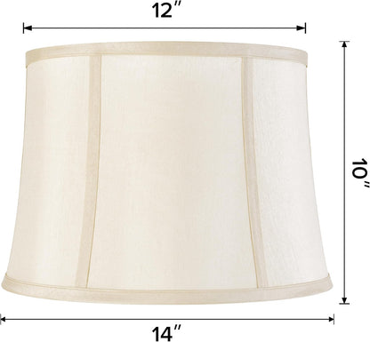 Medium Drum Lamp Shade Set of 1,12"x14"x10" Replac Lampshades Empire | 0.41" Spider Fitter,Yellowish Beige Lampshade for Table Lamps and Floor Lamp Decor Modern,Polyester,Foldable Easy Assembly