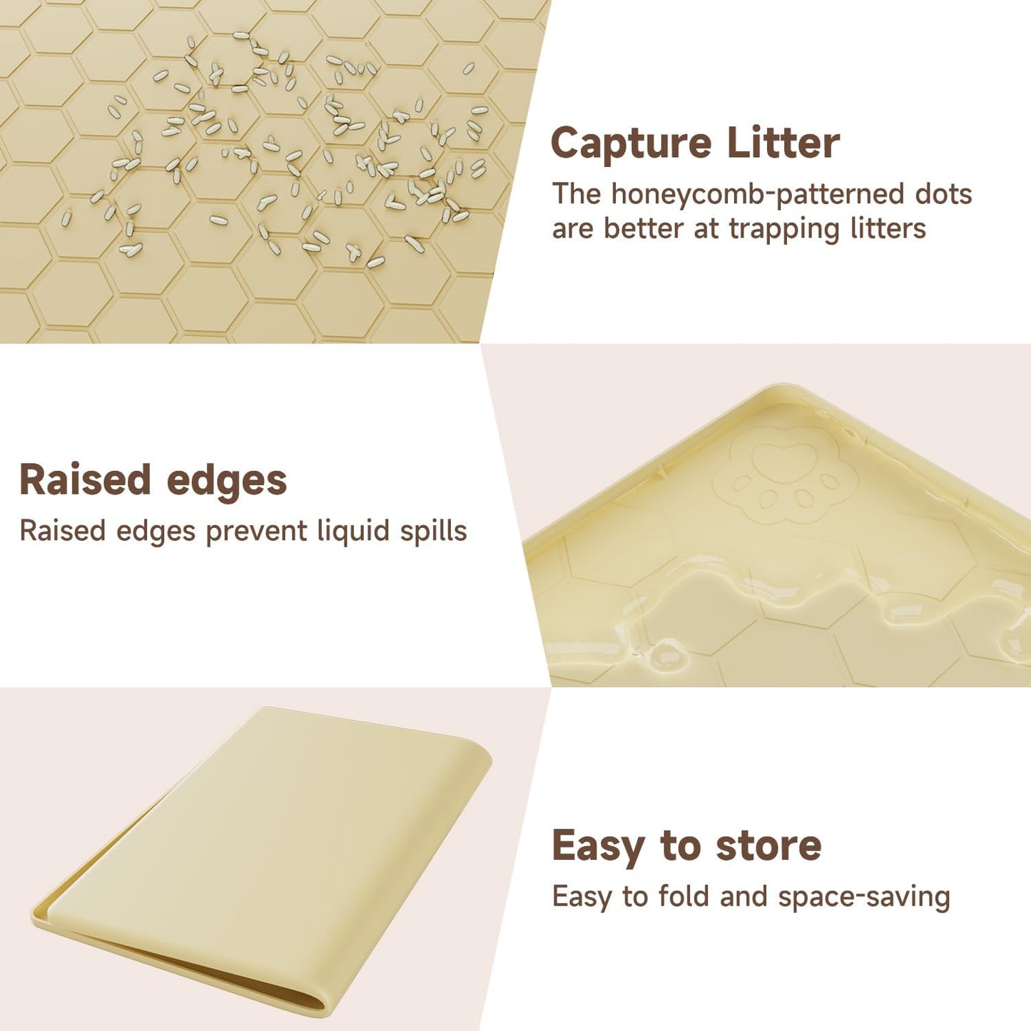 Cat Mat for Litter Box, 40" X 28" Large Silicone Cat Litter Trapping Mat | Waterproof Cat Litter Mat, Soft on Kitty Paws, Easy to Clean, Non-Slip Kitty Scratch Pad for Floor(Yellow)