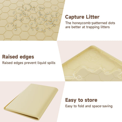 Cat Mat for Litter Box, 40" X 28" Large Silicone Cat Litter Trapping Mat | Waterproof Cat Litter Mat, Soft on Kitty Paws, Easy to Clean, Non-Slip Kitty Scratch Pad for Floor(Yellow)